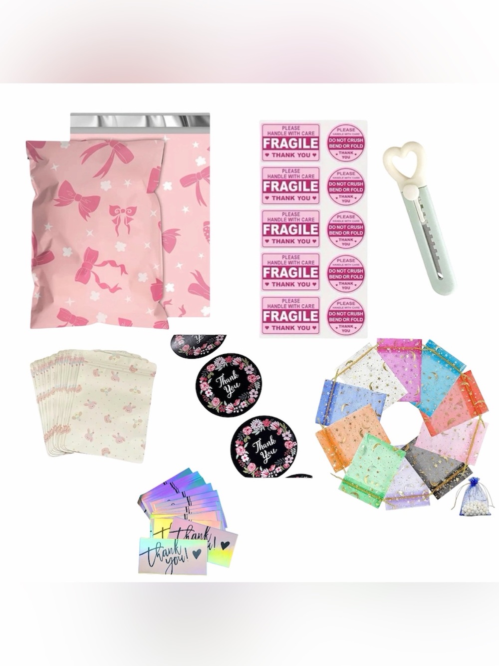 50 Large 12x15.5” in polymailers and more ! Coquette theme 🎀